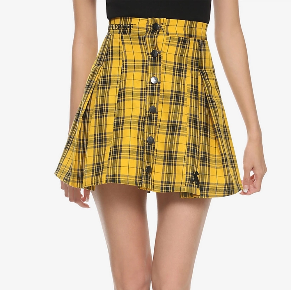 Her Universe Harry Potter Hufflepuff Pleated Plaid Skirt Size Medium
